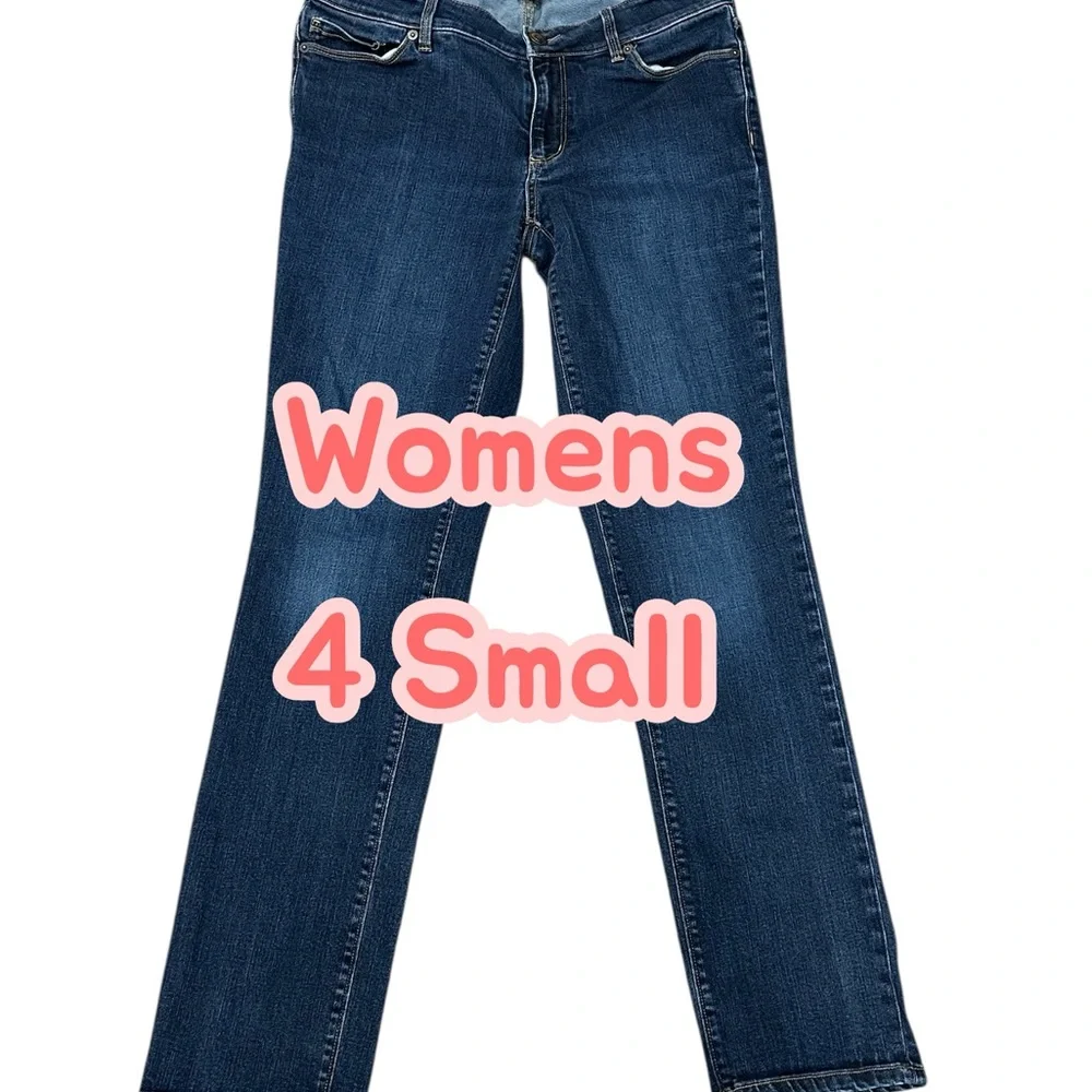 Women's Eddie Bauer 4 Small Jeans Slim Curvy Denim Navy Blue Straight Stretch - Picture 3 of 13